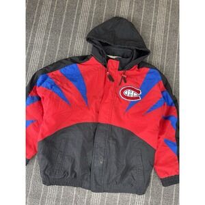 Montreal Canadiens Jacket Mens Large Black Apex One Vintage 90s Full Zip‎ NHL
